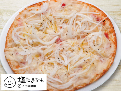 ”塩たまちゃん”いっぱいのピザ