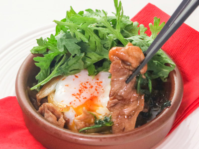 春菊と豚肉のすき煮